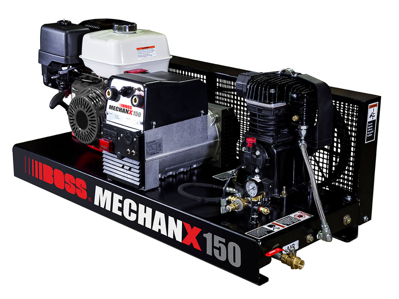 BOSS Industries MechanX Series Gas Powered Piston Air Compressor with Generator and Welder