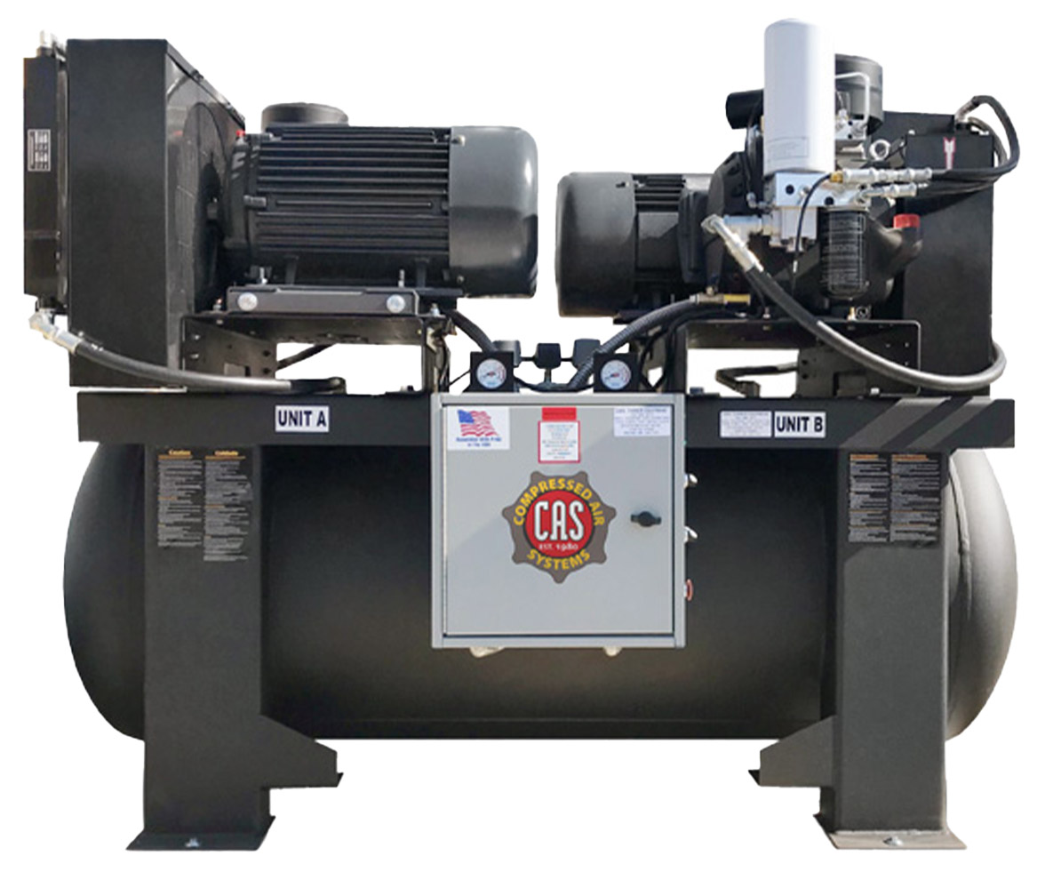 Compressed Air Systems CAS-DRS303H126 30 HP Duplex Rotary Screw Air Compressor, 120 Gallon
