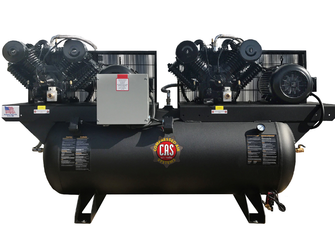 Compressed Air Systems Industrial Electric Stationary Duplex Piston Air Compressor