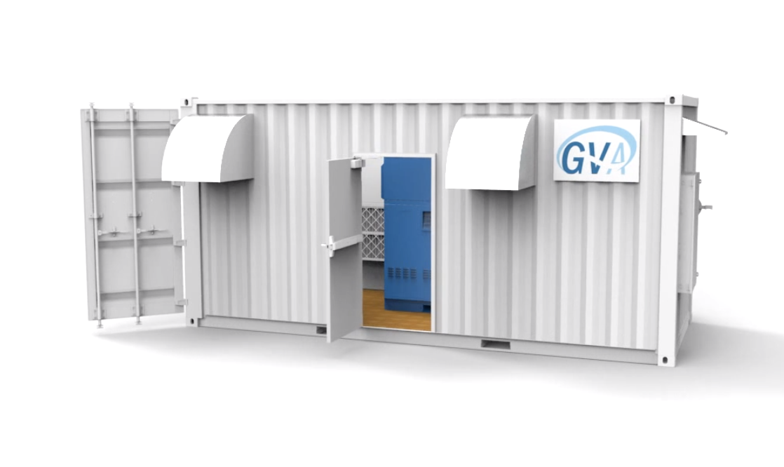 50 HP Rotary Screw Compressor with Desiccant Dryer and Filtration System in 20ft Container