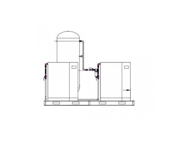 Custom Skid Mounted Air Compressor Package with Dryer and Tank