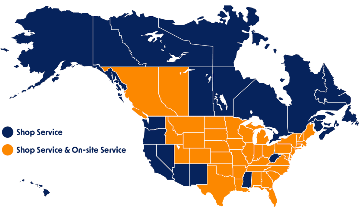 Service map of North America